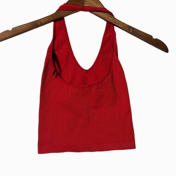 Out from Under Urban Outfitters Halter Ribbed Seamless Crop Tank Red Size Smal - Picture 4 of 7
